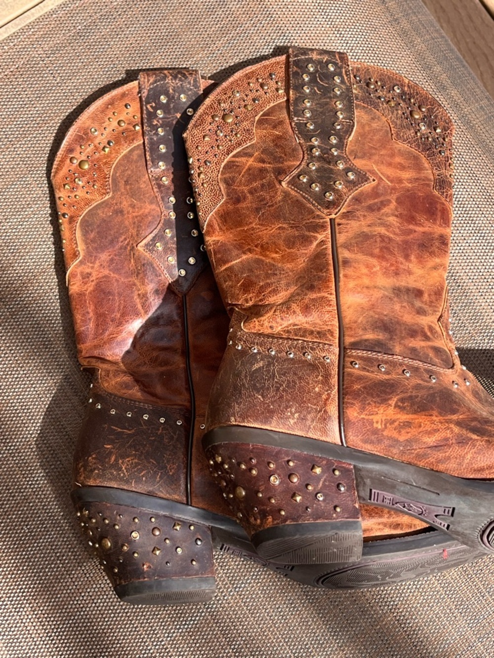 Ariat Rhinestone Cowgirl Sassy Studded Brown Leather Western Boots 10B 10006850 - Picture 15 of 15